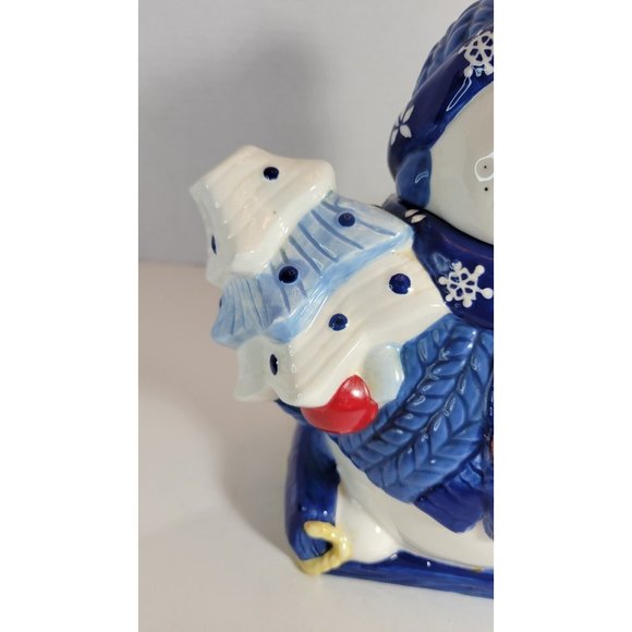 Ceramic Snowman Wearing Sweater Christmas Decorative Teapot Homespun Holiday. - Picture 4 of 12
